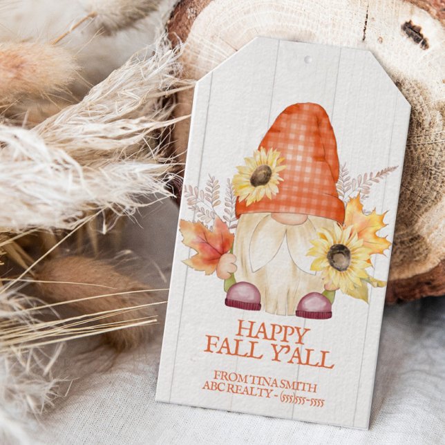 Lycklig Fall Y'all Gnome Pop by Presentetikett (Personalized Happy Fall Pop By Tag for Real Estate and Small Business Marketing)