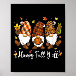 Lycklig Fall Y'all Gnome Pumpkin Lastbil Autumn Ta Poster