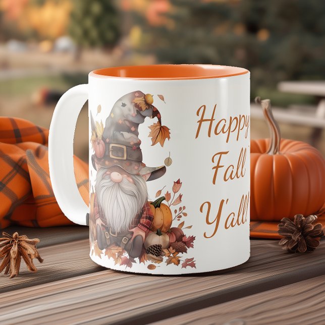 Lycklig Fall, Y'all Gnome Två-Tonad Mugg (Skapare uppladdad)