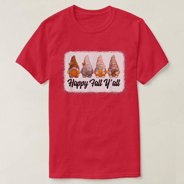 Lycklig Fall Yall Gnomes Leopard pumkin hösten än T Shirt (Design framsida)