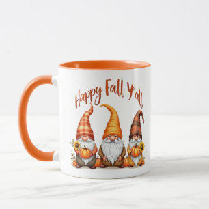 Lycklig Fall Y'all Gnomes Orange Fall Design Mugg