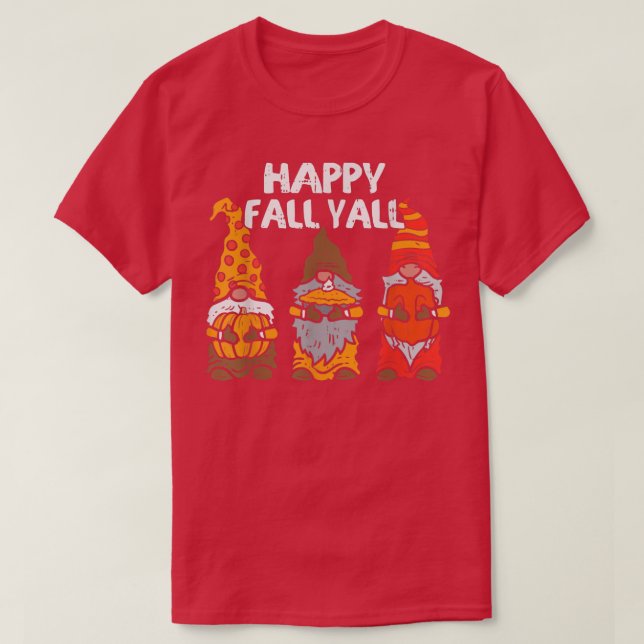 Lycklig Fall Yall Gnomes Pumpkin Fall Autumn Thank T Shirt (Design framsida)