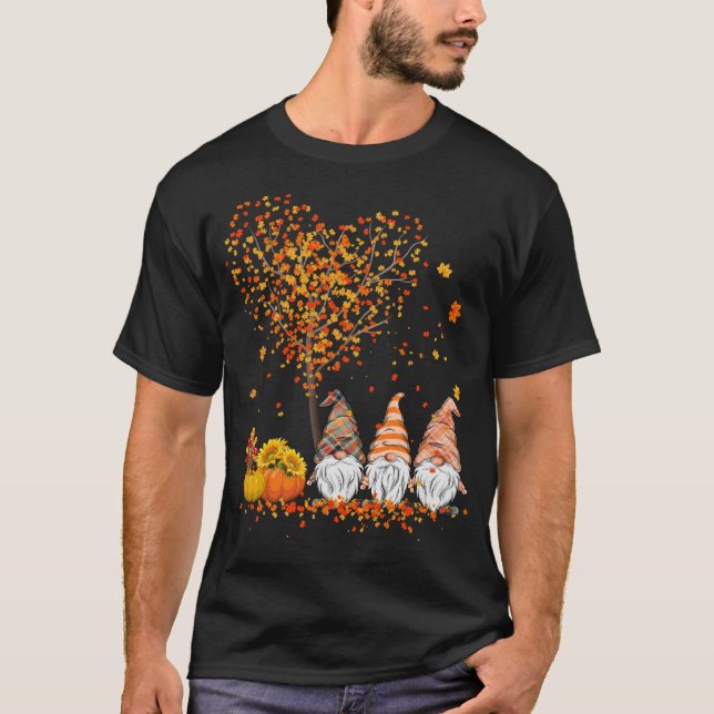 Lycklig Fall Y'all Gnomes Pumpkin Funny Autumn Hea T Shirt (Framsida)