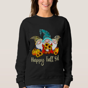 Lycklig Fall Y'all Gnomes Pumpkin Hösten Träd Tack T Shirt