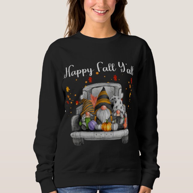 Lycklig Fall Ya'll Gnomes T Shirt (Framsida)