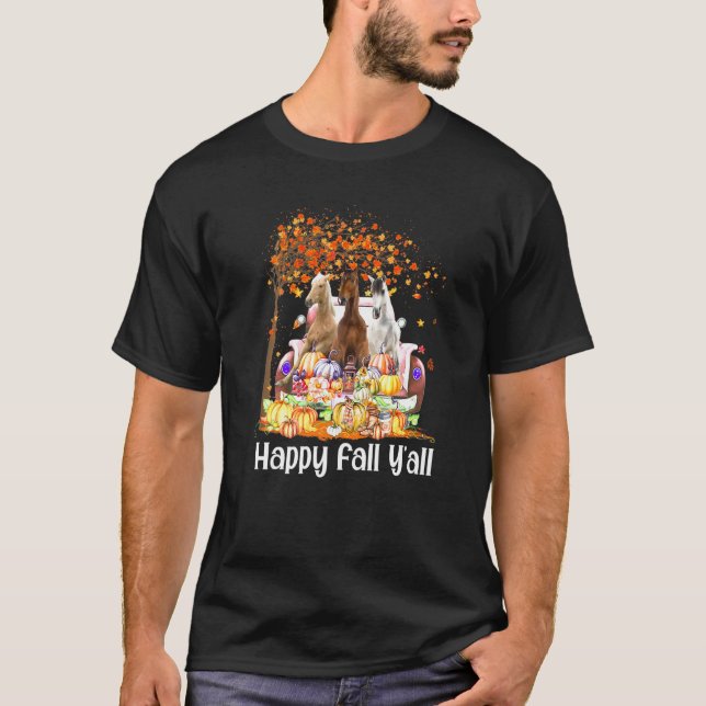 Lycklig Fall Y'all Horse Halloween Pumpkin Autumn  T Shirt (Framsida)