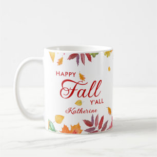 Lycklig Fall Y'all Höst löv Kaffemugg