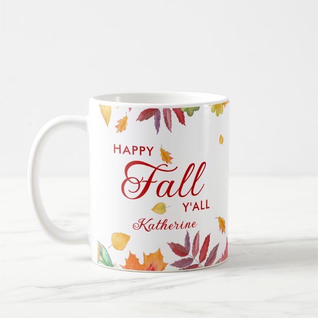 Lycklig Fall Y'all Höst löv Kaffemugg (Vänster)