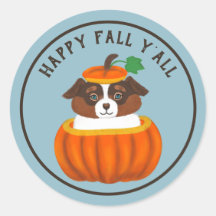 Lycklig Fall Y'all Hund in Pumpkin Sticker