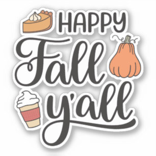 Lycklig Fall Y'all Klistermärken