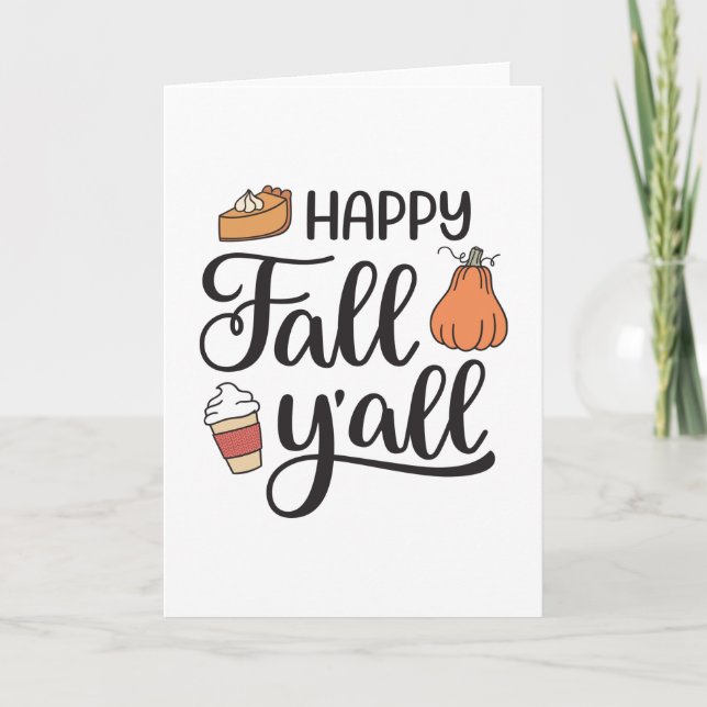 Lycklig Fall Y'all Kort (Framsida)