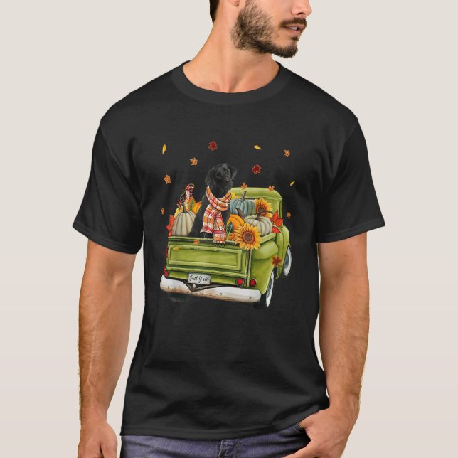 Lycklig Fall Yall Labrador Hund on Lastbil Pumpkin T Shirt (Framsida)