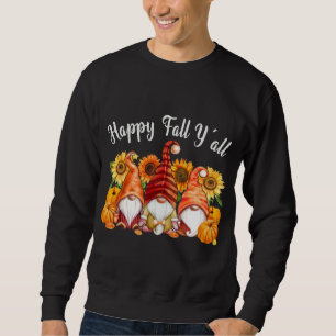 Lycklig Fall Yall Lastbil Gnomes Pumpkins Hallowee Lång Ärmad Tröja