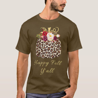Lycklig Fall Y'all Leopard Print Pumpkin T-Shirt