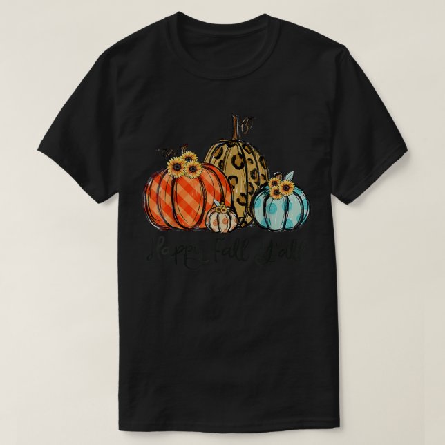 Lycklig Fall Yall Leopard Pumpkins Pstickkin Aut T Shirt (Design framsida)