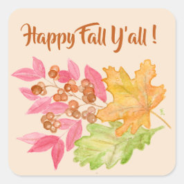 Lycklig Fall Y'all Löv and Berries Papper Fyrkantigt Klistermärke