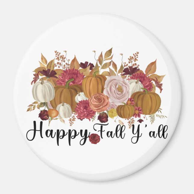 Lycklig Fall Y'all Magnet (Framsidan)