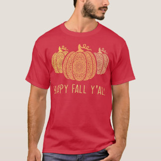 Lycklig Fall Y'all-mandala Pumpkins Autumn Fall Se T Shirt