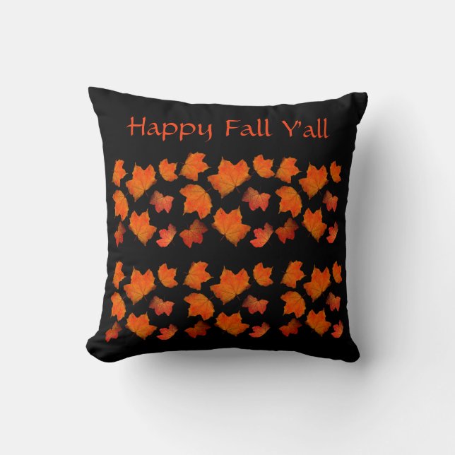 Lycklig Fall Y'all Orange Black Höst löv Mysiga Kudde (Framsida)