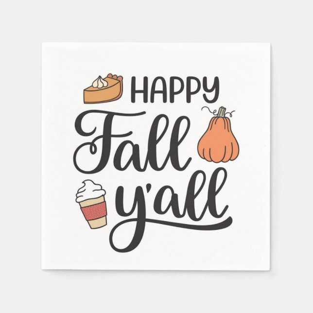Lycklig Fall Y'all Pappersservett (Framsidan)