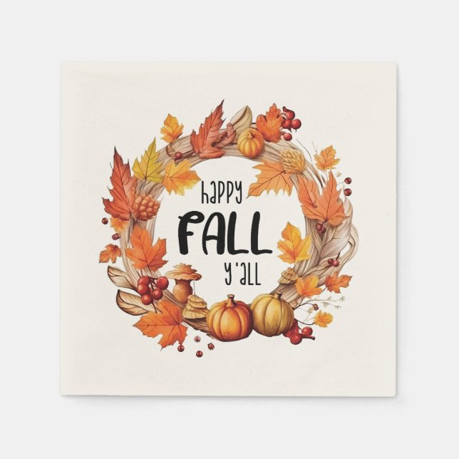 Lycklig Fall Y'all Pappersservett (Framsidan)