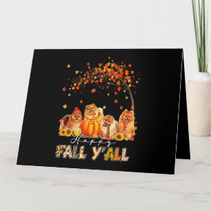 Lycklig Fall Yall Pomeranian Älskare Pumpkins H Kort