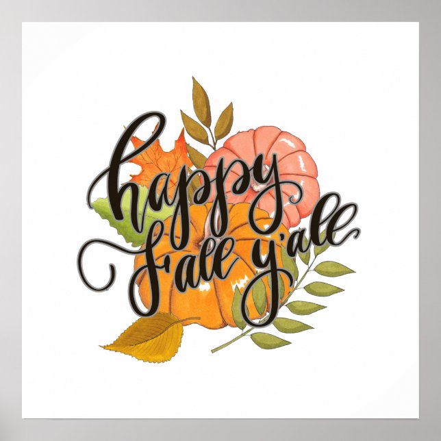 Lycklig Fall Y'all Poster (Framsidan)