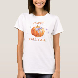 Lycklig Fall Y'all Pumpkin Bow Women's Cute T Shirt