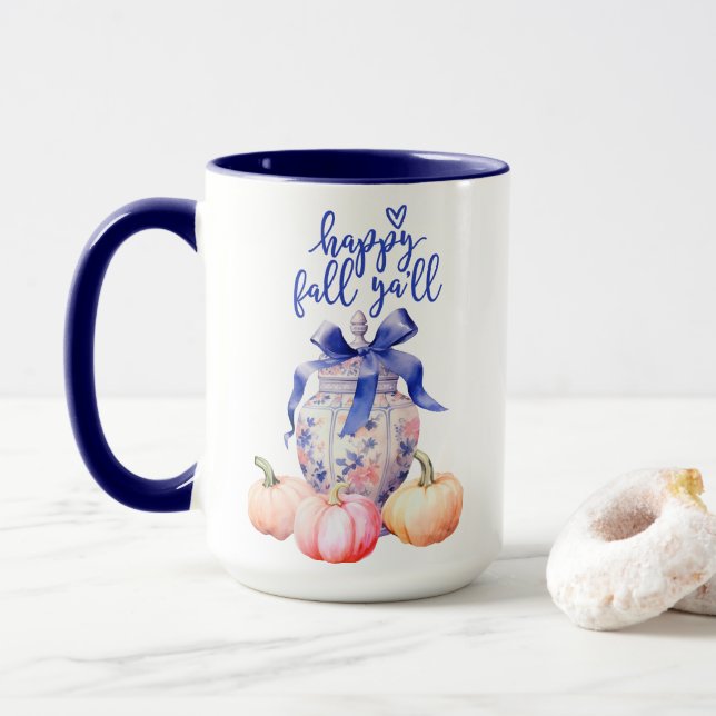 Lycklig Fall Y'all Pumpkin | Chinoiserie Ginger Bu Mugg (Med munk)
