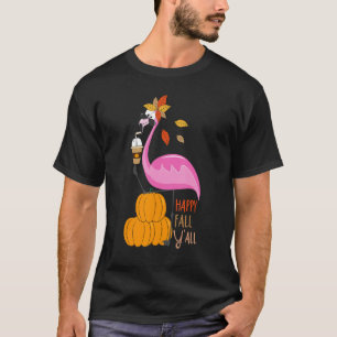 Lycklig Fall Y'all Pumpkin Flamingo Autumn Graphic T Shirt
