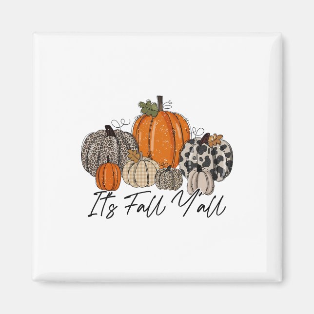 Lycklig Fall Y'all Pumpkin Leopard its Fall Yall T Magnet (Framsidan)