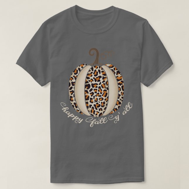 Lycklig Fall Yall Pumpkin Leopard Print Thanksgivi T Shirt (Design framsida)