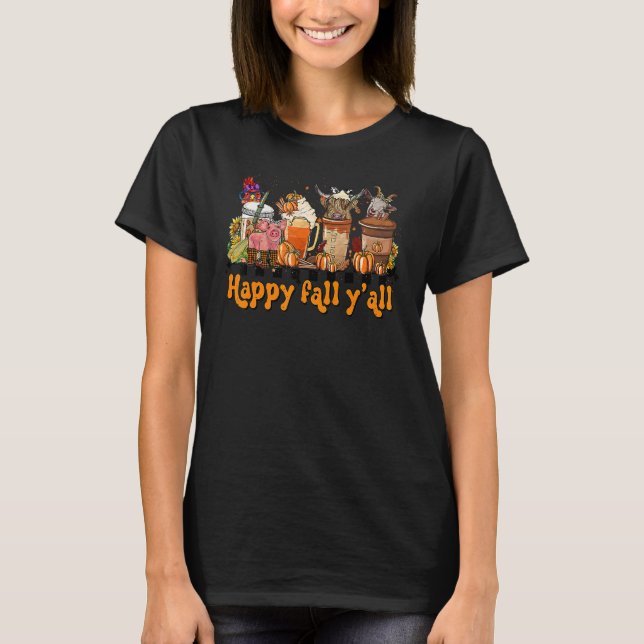 Lycklig Fall Y'all Pumpkin Spice Boskap Thankf T Shirt (Framsida)
