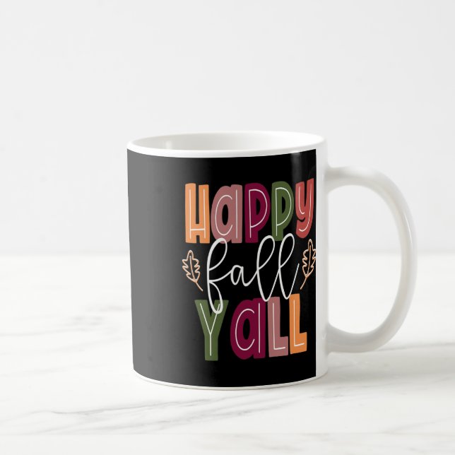 Lycklig Fall Yall Pumpkin Thanksgiving Halloween-k Kaffemugg (Höger)