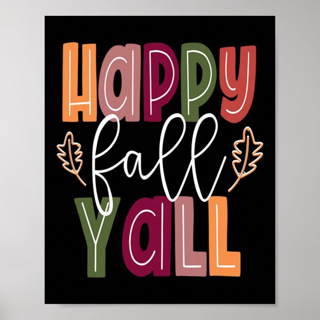 Lycklig Fall Yall Pumpkin Thanksgiving Halloween-k Poster (Framsidan)