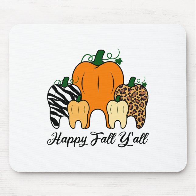 Lycklig Fall Y'all Pumpkin Tooth Leopard Zebra Hal Musmatta (Framsidan)