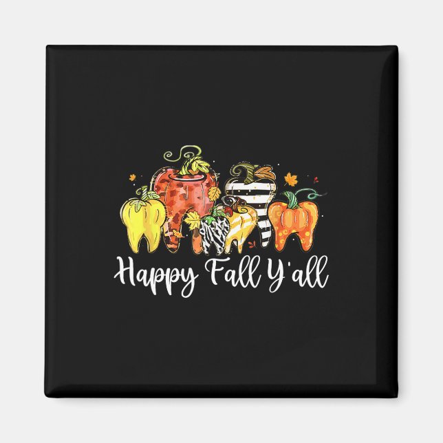 Lycklig Fall Y'all Pumpkin Tooth Lepard Zebra Hall Magnet (Framsidan)