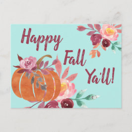 Lycklig Fall Y'all Pumpkin Vykort