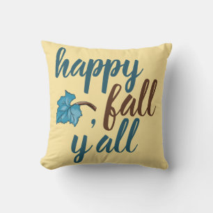 Lycklig Fall Y'all Quote Guld Kudde