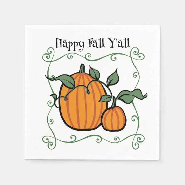 Lycklig Fall Y'all Quote Pumpkin Thanksgiving Pappersservett (Framsidan)