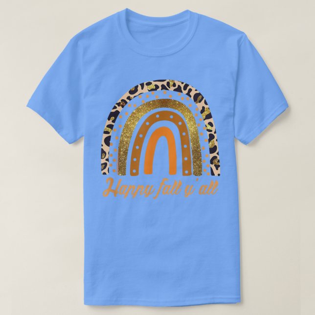 Lycklig Fall Ya'll Rainbow Fall Autumn Boho Rainbo T Shirt (Design framsida)