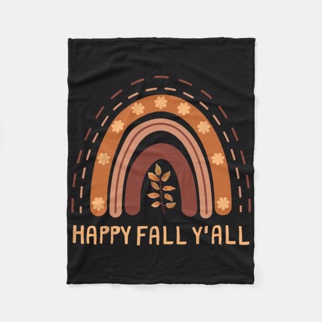 Lycklig Fall Y'all Rainbow Maple Löv Autumn Fleecefilt (Framsidan)