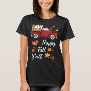 Lycklig Fall Yall Red Lastbil Golden Retriever T Shirt