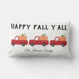 Lycklig Fall Y'all Red Lastbil Pumpkin Lumbar Pill Lumbarkudde