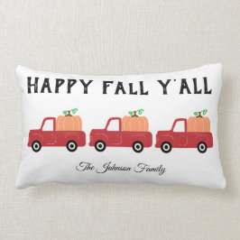 Lycklig Fall Y'all Red Lastbil Pumpkin Lumbar Pill Lumbarkudde