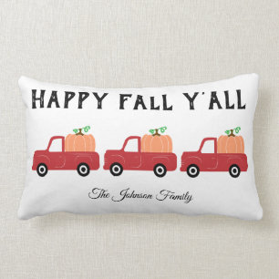 Lycklig Fall Y'all Red Lastbil Pumpkin Lumbar Pill Lumbarkudde