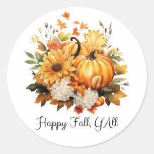Lycklig Fall Y'all Runt Klistermärke