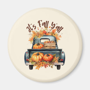 Lycklig Fall Y'all - Rustic Lastbil med Pumpkins Magnet
