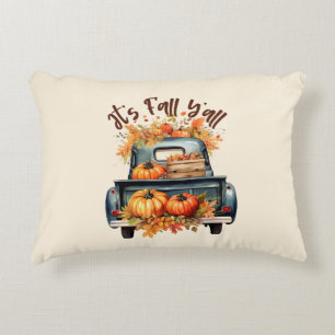 Lycklig Fall Y'all - Rustic Lastbil med Pumpkins Prydnadskudde