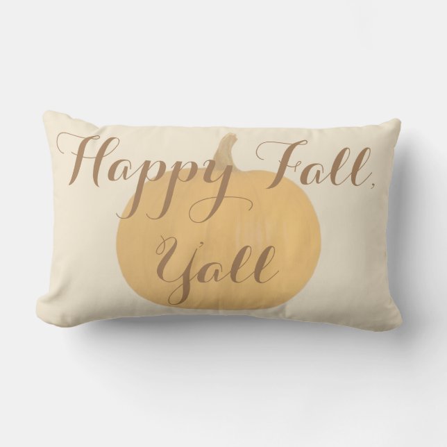 Lycklig Fall, Y'all Rustic Pumpkin Pillow Lumbarkudde (Framsida)